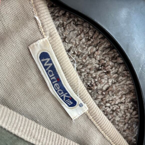 Vintage Maria Kim Women’s Cat Printed Sweater Top Sz L Artsy Tan Quirky - Picture 4 of 13